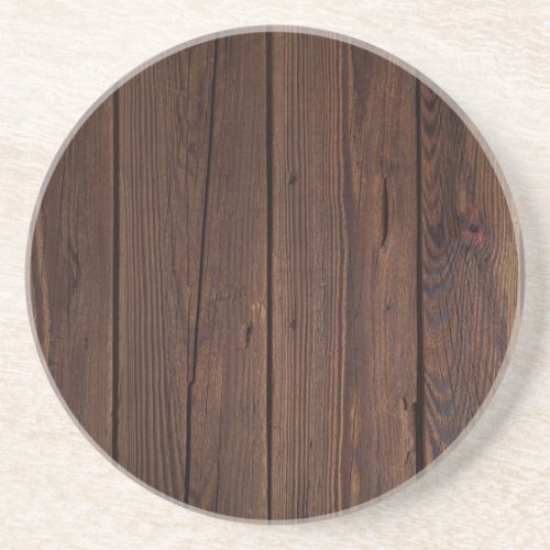 Rustic Dark Brown Wood Wooden Fence Country Style Coaster