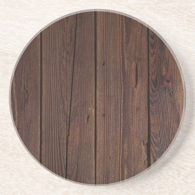 Rustic Dark Brown Wood Wooden Fence Country Style Coaster (Front)