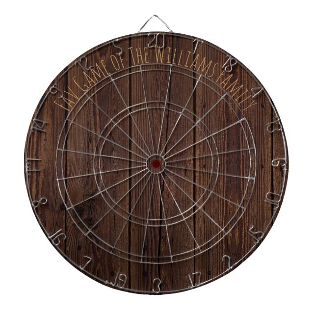 Rustic Dark Brown Wood Wooden Fence Country Style Dart Board (Front)