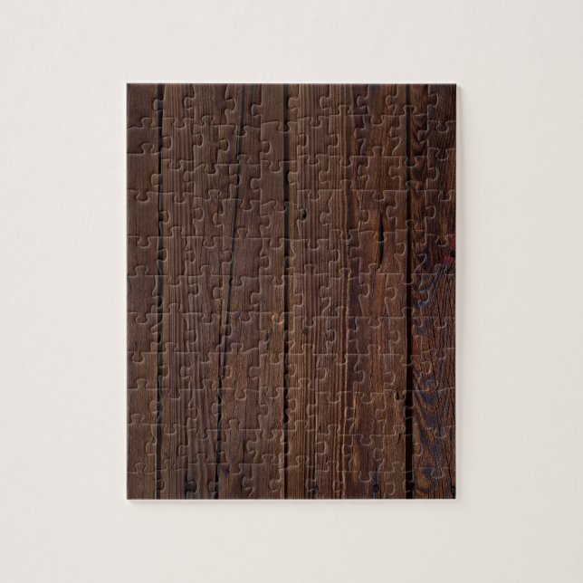 Rustic Dark Brown Wood Wooden Fence Country Style Jigsaw Puzzle (Vertical)