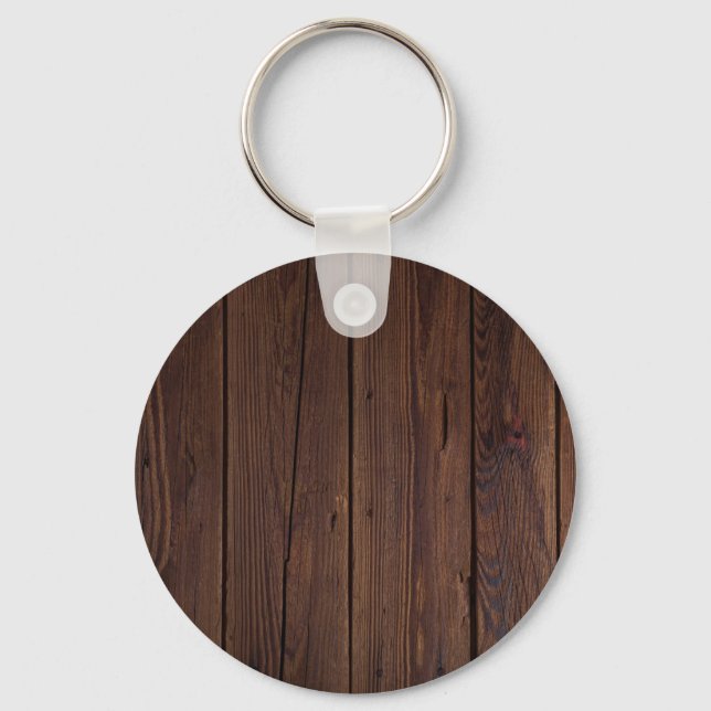 Rustic Dark Brown Wood Wooden Fence Country Style Keychain (Front)