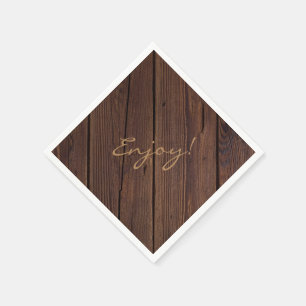 Rustic Dark Brown Wood Wooden Fence Country Style Napkins