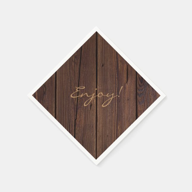 Rustic Dark Brown Wood Wooden Fence Country Style Napkins (Corner)