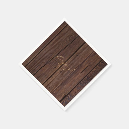 Rustic Dark Brown Wood Wooden Fence Country Style Napkins