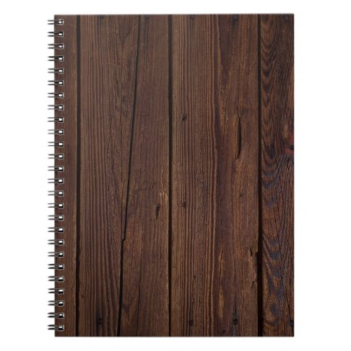 Rustic Dark Brown Wood Wooden Fence Country Style Notebook