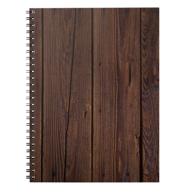 Rustic Dark Brown Wood Wooden Fence Country Style Notebook (Front)
