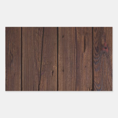 Rustic Dark Brown Wood Wooden Fence Country Style Rectangular Sticker