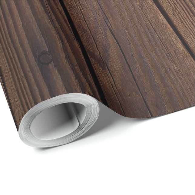 Rustic Dark Brown Wood Wooden Fence Country Style Wrapping Paper (Roll Corner)