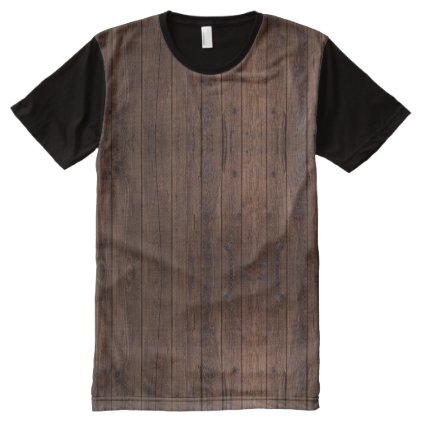 Rustic Dark Brown Wood Wooden Fence Look Elegant All-Over-Print Shirt
