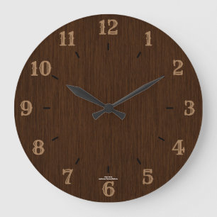 Rustic Dark Grainy Wood Look Clock