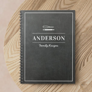 Rustic Dark Gray Family Name Recipe Notebook