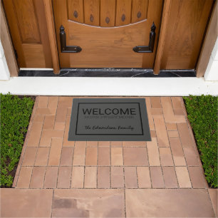 Rustic dark gray Welcome home sweet family Doormat