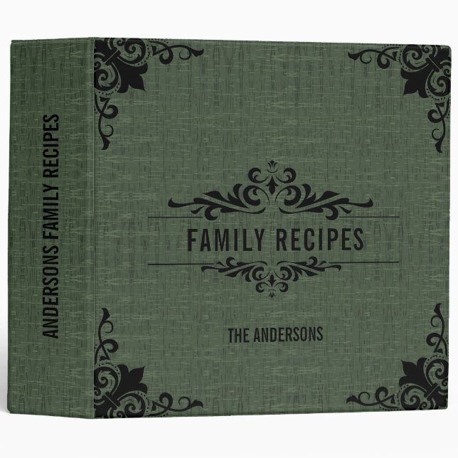 Rustic Dark Green Background Black Frame 3 Ring Binder (Front/Spine)