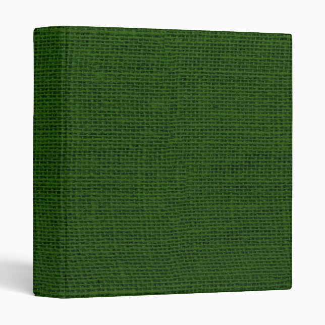 Rustic Dark Green Burlap Texture 3 Ring Binder (Front/Spine)