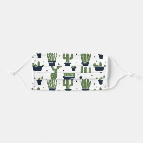 Rustic Dark Green Cactus Desert Pattern Adult Cloth Face Mask