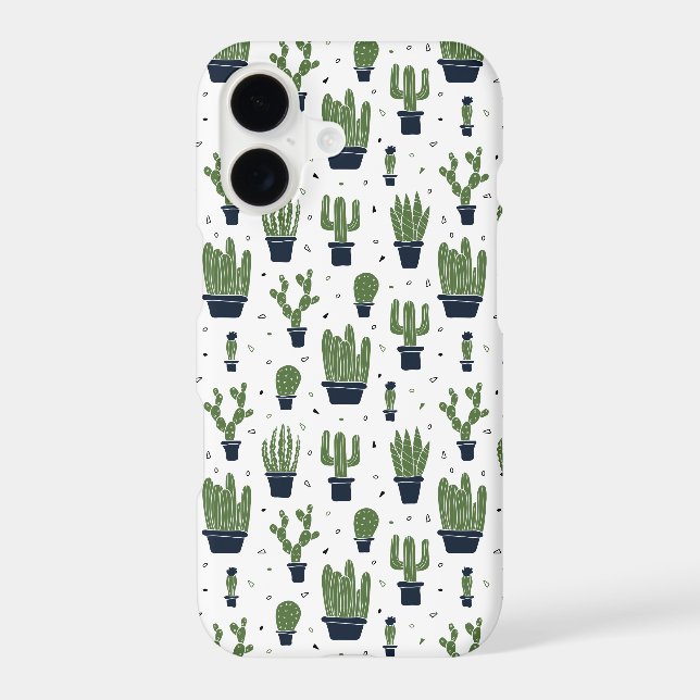 Rustic Dark Green Cactus Desert Pattern Iphone Case (Back)