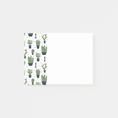 Rustic Dark Green Cactus Desert Pattern Post_it Notes