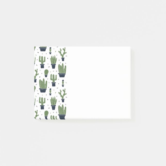 Rustic Dark Green Cactus Desert Pattern Post-it Notes (Front)