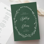 Rustic Dark Green Wildflower Wreath Wedding Program<br><div class="desc">This lovely wedding ceremony program features a lovely deep green and white color palette with hand-drawn wildflowers and elegant typography. Together these elements create an rustic yet elegant wedding program that would be perfect for a romantic wedding any time of the year. This design coordinates with our Rustic Wildflowers wedding...</div>