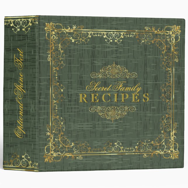 Rustic Dark Green With Gold Frame 4 Binder (Front/Spine)