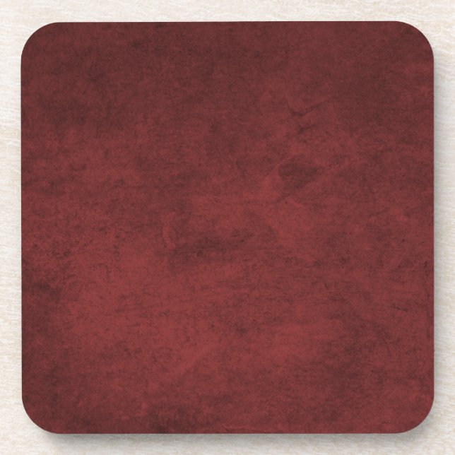 Rustic Dark Red Burgundy Beverage Coaster (Front)
