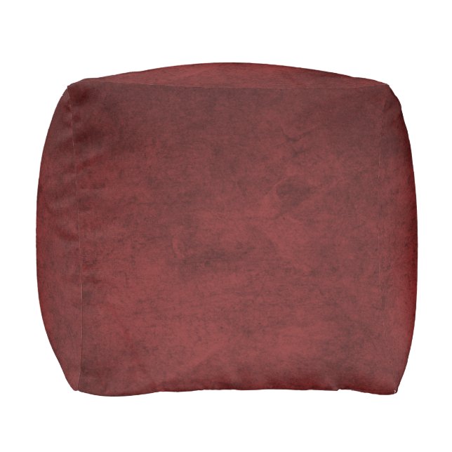 Rustic Dark Red Burgundy Pouf (Front)
