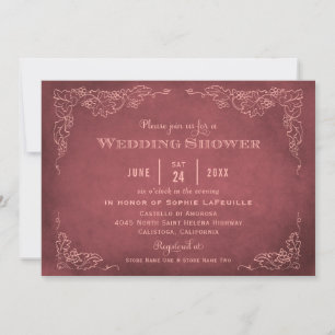 Rustic Dark Red Vineyard Wedding Shower Invitation