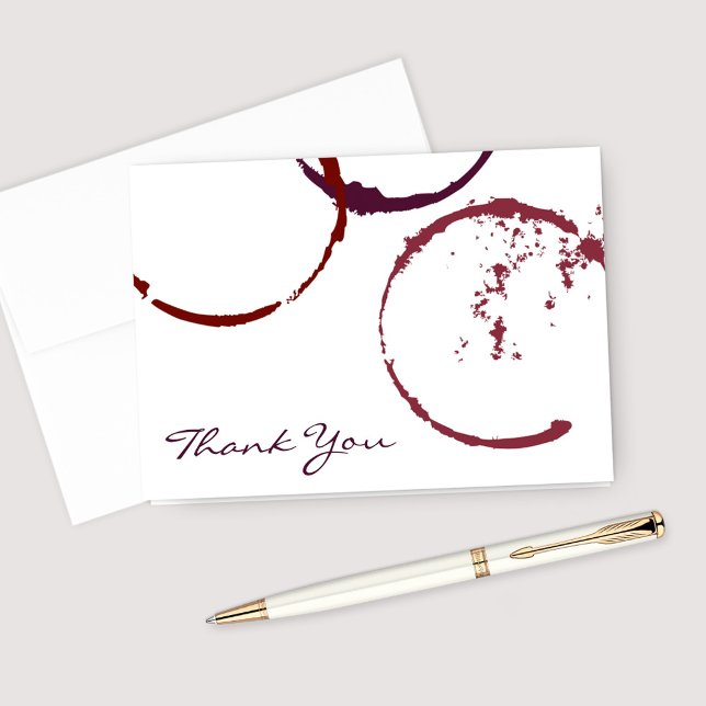 Rustic Dark Red Wine Stain Folded Letterpress Thank You Card (Creator Uploaded)