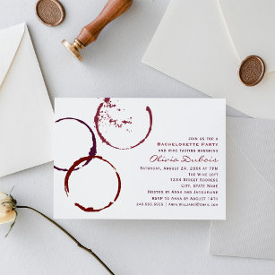 Rustic Dark Red Wine Stain Wedding Bachelorette Invitation