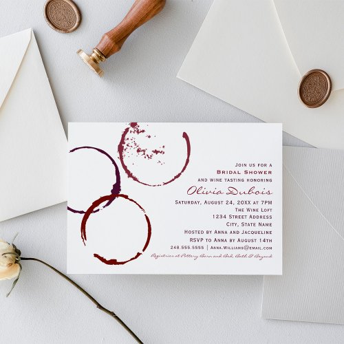 Rustic Dark Red Wine Stain Wedding Bridal Shower Invitation