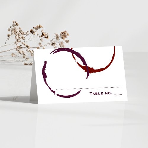 Rustic Dark Red Wine Stain Wedding Place Card