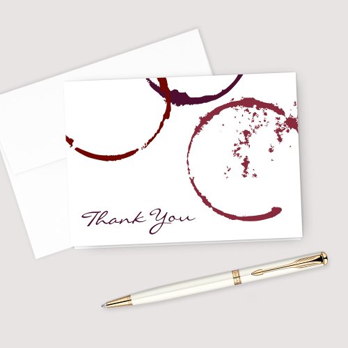 Rustic Dark Red Wine Stain Wedding Thank You Card