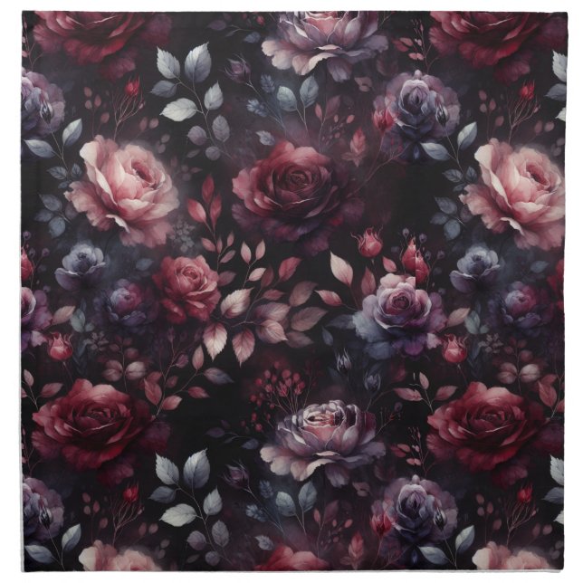 Rustic Dark Roses  Cloth Napkin (Front)