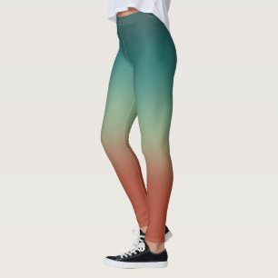 Rustic dark slate gray teal brown red gradient leggings