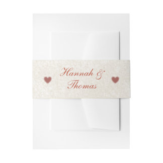 Rustic Dark Terracotta Custom Names Fall Wedding Invitation Belly Band