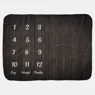 Rustic Dark Thin Wood Newborn Milestone Baby Blanket