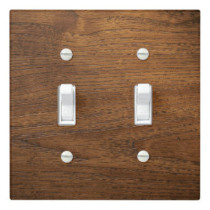 Rustic Dark Walnut Faux Wood Grain Light Switch Cover