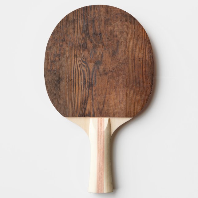 Rustic Dark Walnut Wood Simple Ping Pong Paddle (Front)