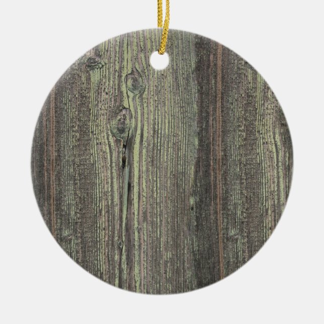 Rustic Dark Weathered Wood Background Ceramic Ornament (Front)