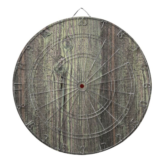 Rustic Dark Weathered Wood Background Dart Board (Front)
