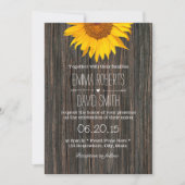 Rustic Dark Wood Background Sunflower Wedding Invitation | Zazzle