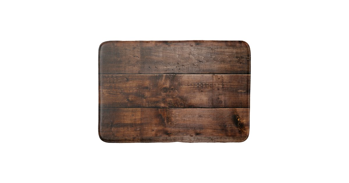 Rustic Dark Wood bath mat | Zazzle