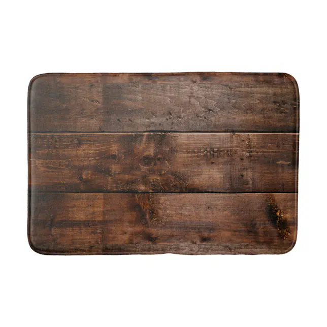 Rustic Dark Wood bath mat Zazzle