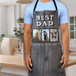 Rustic Dark Wood Best Dad 3 Photos Keepsake  Apron<br><div class="desc">Rustic Dark Wood Best Dad 3 Photos Keepsake Apron. Rustic dark wood background. Add 3 photos and your names. A lovely keepsake for a father. Gift for Father's day,  birthday or Christmas.</div>
