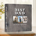 Rustic Dark Wood Best Dad Photo Album 3 Ring Binder<br><div class="desc">Rustic Dark Wood Best Dad Photo Album 3 ring binder. Rustic dark wood background and 3 family photos on the cover - add 3 photos and your names. A lovely keepsake for a father. Gift for Father's day,  birthday or Christmas.</div>