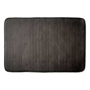 Rustic Dark Wood Floor Thin Board Planks Bath Mat