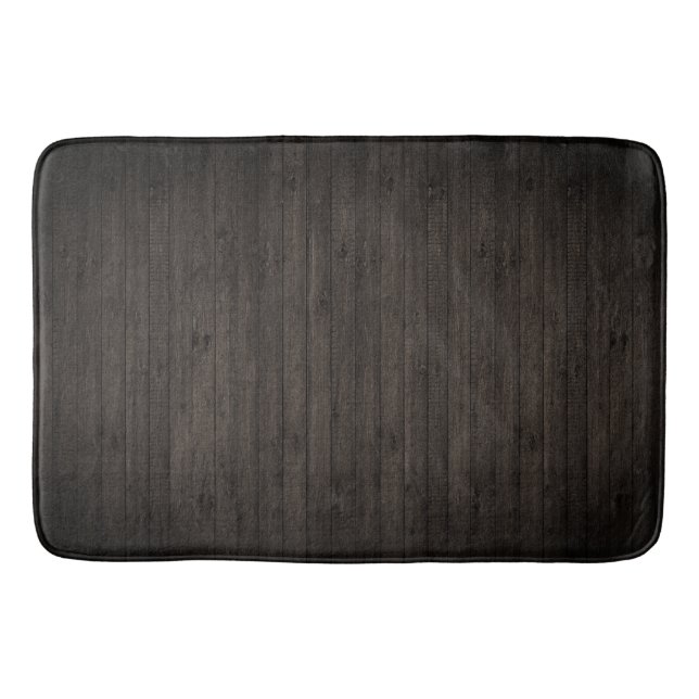 Rustic Dark Wood Floor Thin Board Planks Bath Mat (Front)