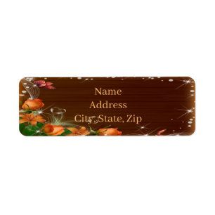Rustic Dark Wood Floral Butterfly Wedding Address Label