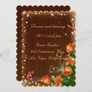 Rustic Dark Wood Floral Wedding Reception Invitation