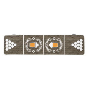 Rustic Dark Wood Home & Away Team Beer Logo Custom Beer Pong Table